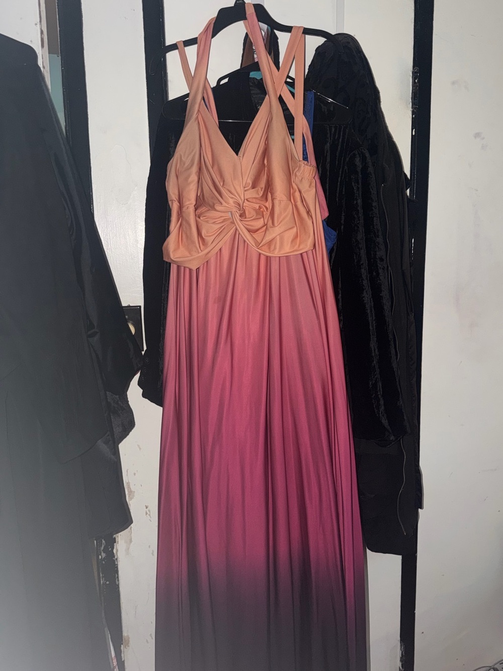 Maurices Peach to Berry Ombre Sleeveless Maxi Dress
